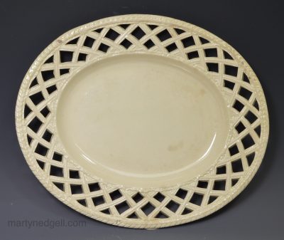 Creamware pottery pierced plate, circa 1780