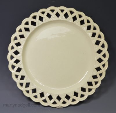 Creamware pottery pierced plate, circa 1790