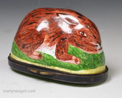 French enamel bonbonnière moulded as a rabbit, circa 1820