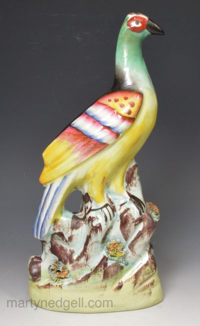 Victorian Staffordshire pottery exotic bird, circa 1860