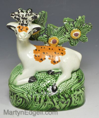 Yorkshire type prattware bocage stag, circa 1820
