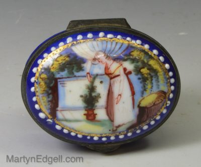 Bilston enamel patch box, circa 1780