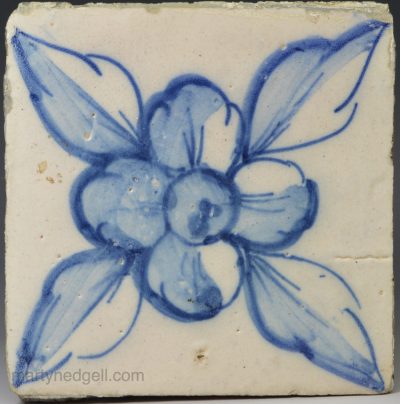 Portugese tin glazed tile, circa 1780