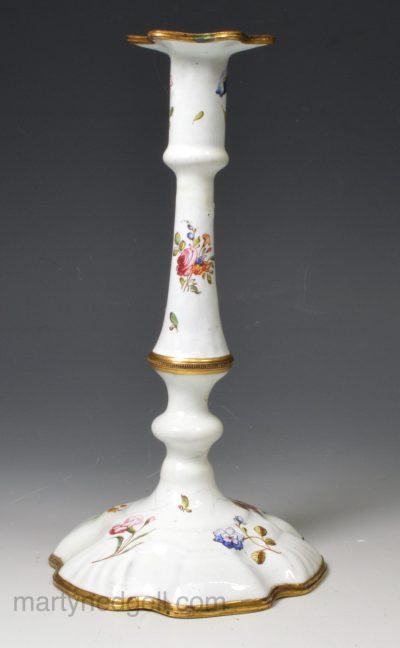 Bilston enamel taper stick, circa 1770