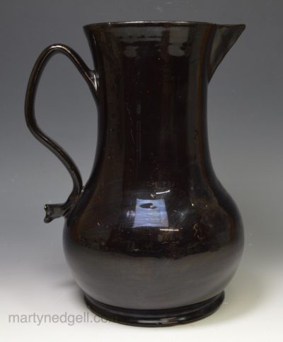 Large Jackfield black serving jug, circa 1770