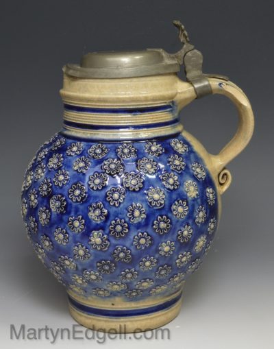 Westerwald saltglaze stoneware jug, circa 1720