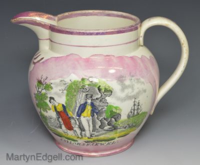 Sunderland lustre pottery jug ‘SAILERS FAIRWELL’, circa 1825