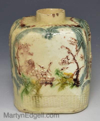 Creamware pottery tea canister, circa 1770, Greatbatch Pottery