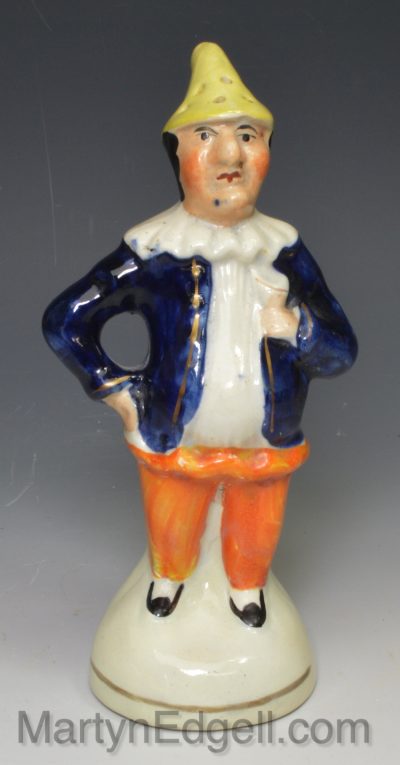 Pearlware pottery Mr. Punch pepper pot, circa 1860