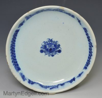 French tin glaze dish decorated in blue, circa 1740