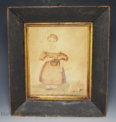 Naive watercolour of a young girl, circa 1830