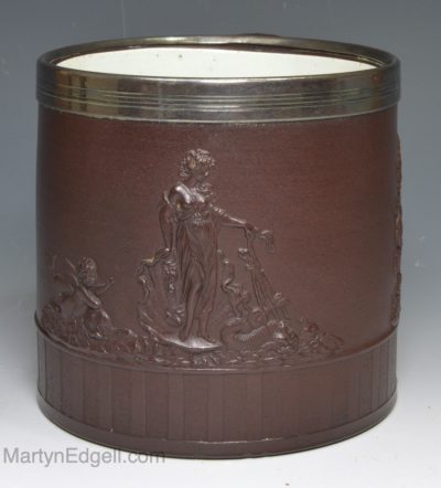 Brown stoneware mug with sprigs of Venus, circa 1800, Hollins pottery