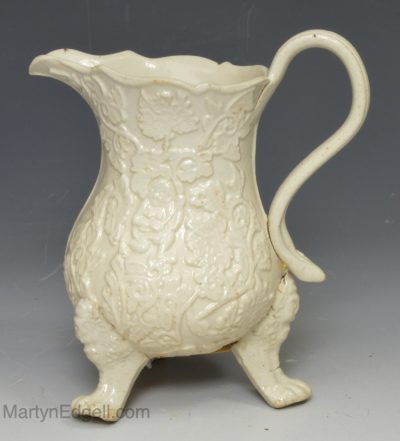 Staffordshire small white saltglaze stoneware jug, circa