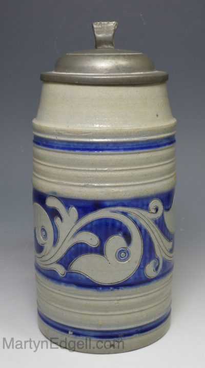 Westerwald saltglaze stoneware tankard, circa 1720