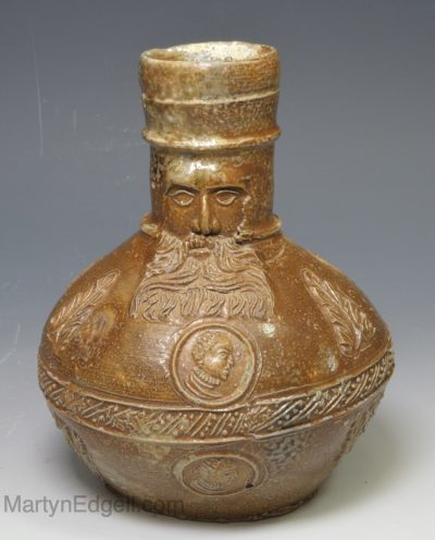 German brown saltglaze stoneware decorated with a Bellarmine, circa 1580
