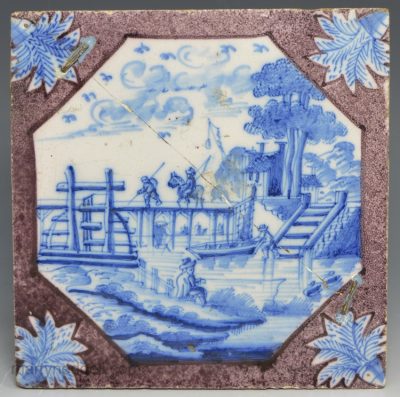 Dutch Delft tile, circa 1740