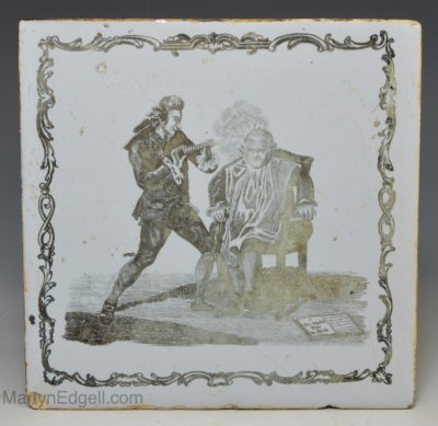 Liverpool delft Sadler tile of a six weeks tour to Paris, circa 1770