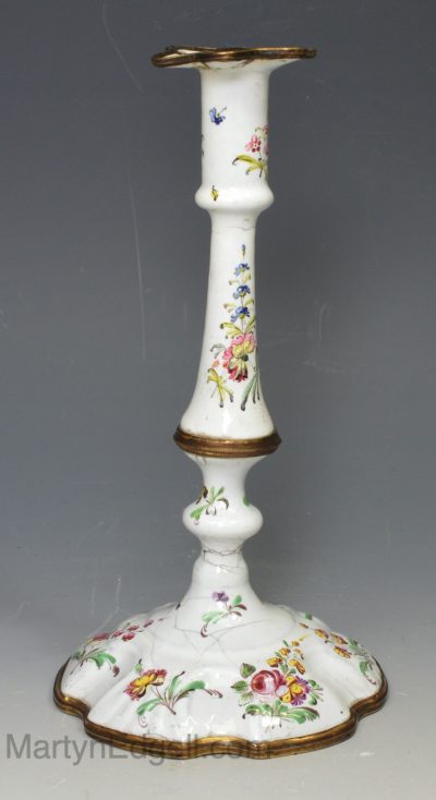 Bilston enamel taper stick, circa 1780