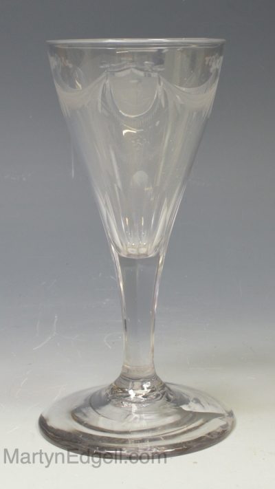 English wine glass with engraved with anchor probably for a navel officer, circa 1810