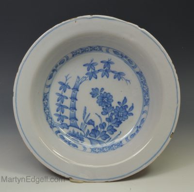 Liverpool delft soup bowl decorated in blue, circa 1750