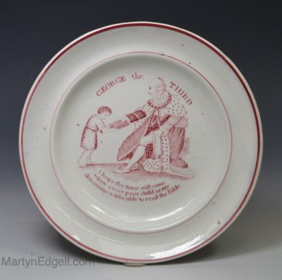 Pearlware pottery child's plate commemorating 'GOERGE the THIRD', circa 1820