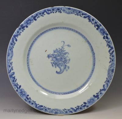 Chinese tin glaze plate decorated with a cornucopia, circa 1780