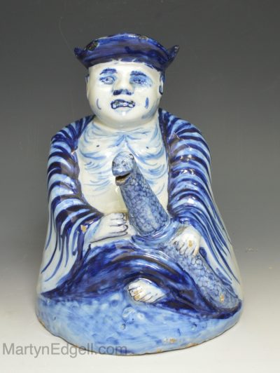 Dutch Delft teapot moulded as a Chinese man, 19th century