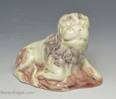 Pearlware pottery figure of a lion, circa 1790