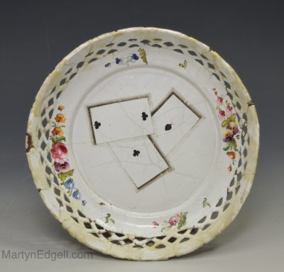 Bilston enamel card tray, circa 1780