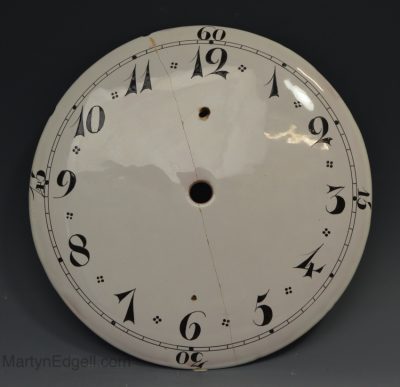 Tin glazed clock face, circa 1780
