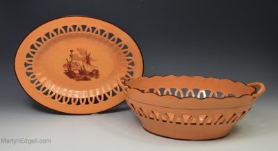 Don pottery chalcedony basket and stand, circa 1820