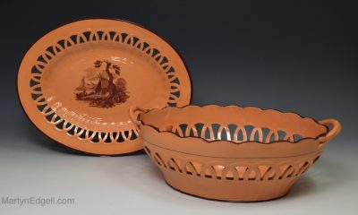 Don pottery chalcedony basket and stand, circa 1820