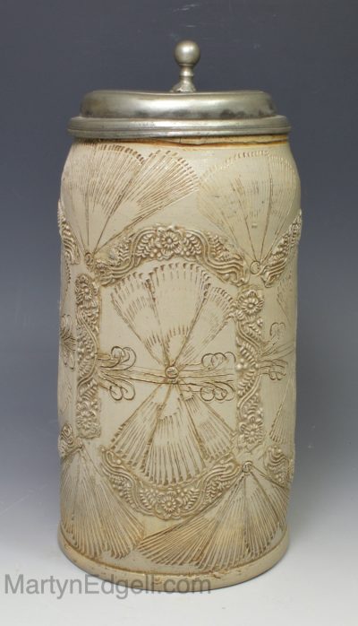 Westerwald saltglaze stoneware tankard, dated 1800