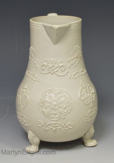 Staffordshire white saltglaze stoneware milk jug, circa 1760