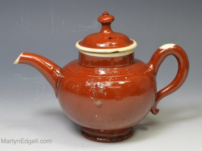 Astbury whieldon type creamware pottery teapot, circa 1750