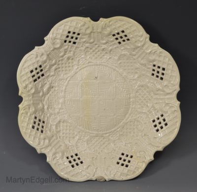 Staffordshire white saltglaze stoneware pierced plate, circa 1760