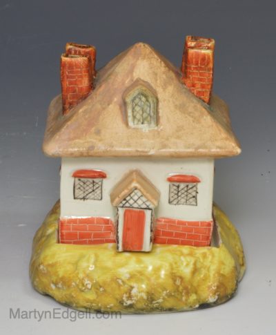 Staffordshire pearlware pottery cottage pastille burner, circa 1820