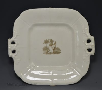 Porcelain dessert plate decorated with anti slavery figure, circa 1840