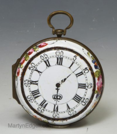Bilston enamel snuff box decorated as a pocket watch, circa 1780