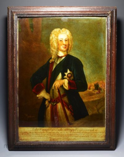 Reverse print on glass ‘John Campbell Duke of Argyll and Greenwich, circa 1785