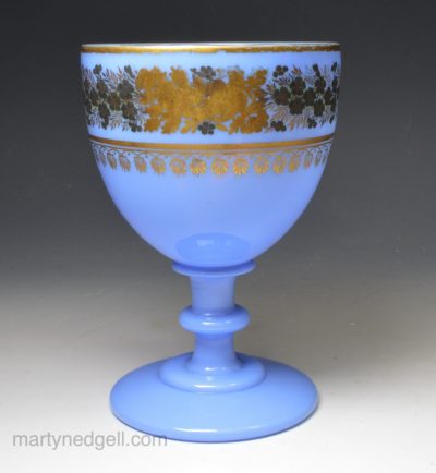 Bohemian goblet in blue glass, circa 1880