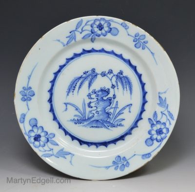 Liverpool delft plate painted in blue, circa 1750