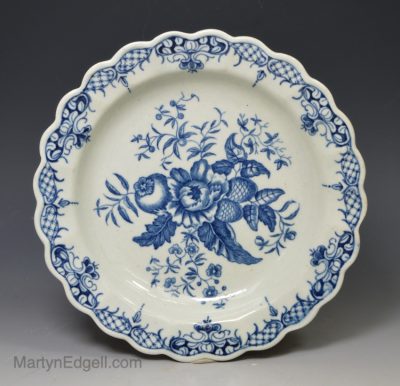Worcester porcelain plate printed in pine cone pattern, circa 1780