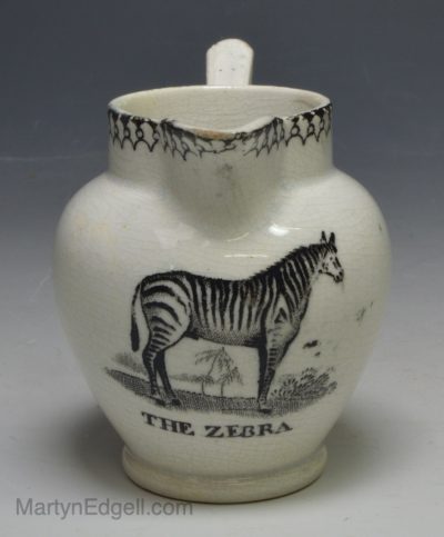 Pearlware child's toy jug 'THE ZEBRA', circa 1830