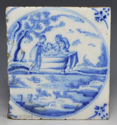 Dutch Delft biblical tile of John baptist head, circa 1750
