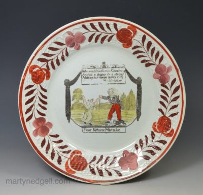 Pearlware pottery child's plate 'My Brother', circa 1820