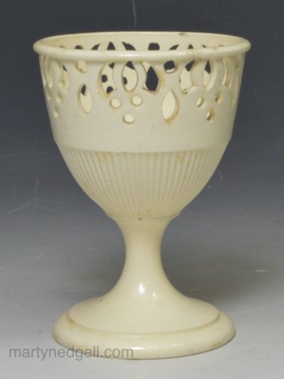 Creamware pottery pierced egg cup, circa 1780