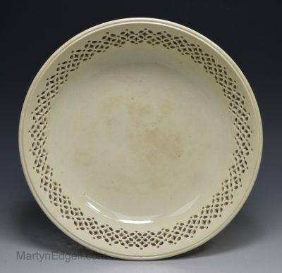 Creamware pottery pierced plate, circa 1790