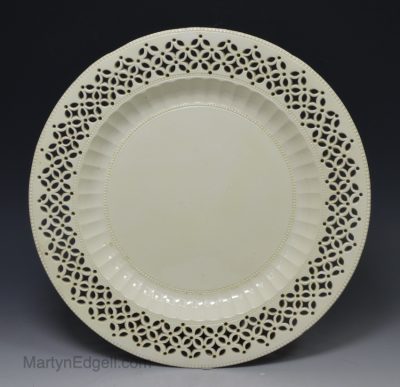 Creamware pottery pierced plate, circa 1780