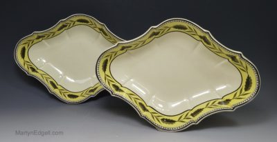 Pair of creamware pottery dessert dishes, circa 1800